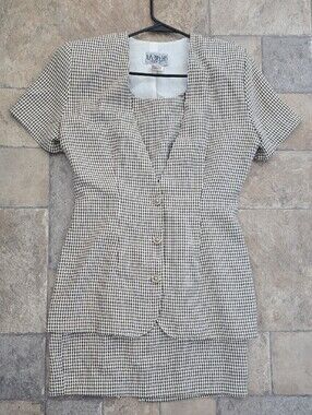 VTG 90s La Belle 2-Piece Checked Dress & Blazer Set - Micro Gingham Office Siren